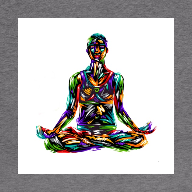 Yoga lotus position man digital illustration by Razym